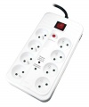 8 Way Socket Outlet Switch - Bloc 8 Prises Avec Parafoudre +inter +rj11 Et Tv F-f 9.52